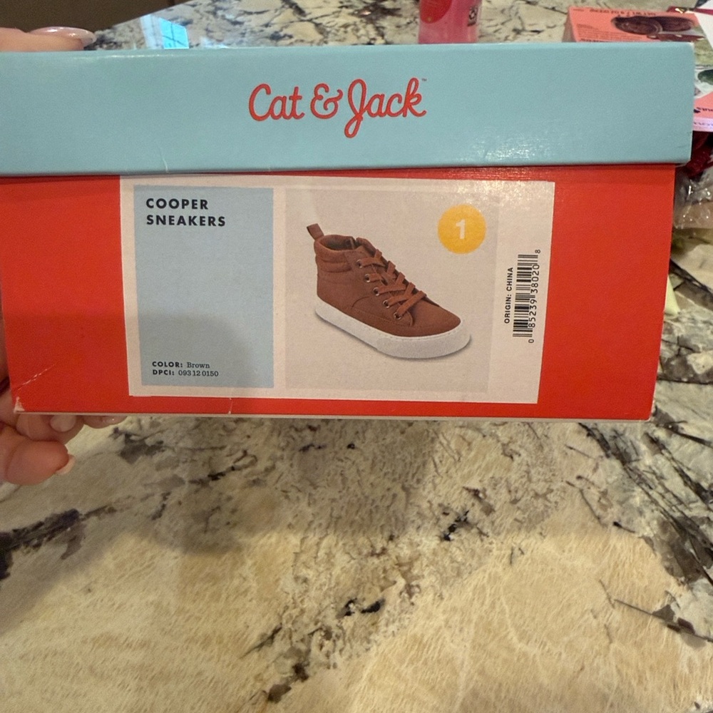 Cat & Jack Brown High-Top Cooper Kids Sneakers 1 worn once - Picture 2 of 6